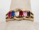 14K Gold Ring w/ Multicolored Stones, Sz. 9.75, 4.1 Grams