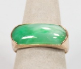 14K Gold Jadeite Ring, Sz. 7.25, 4.1 Grams