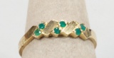 14K Gold Ring w/ Emerald Style Stones, Sz. 7.25, 2.5 Grams