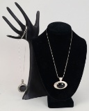 2 - 925 Necklaces w/ Black Onyx Style Pendants