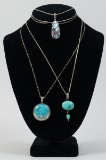 3 - 925 Necklaces w/Turquoise Style Pendants