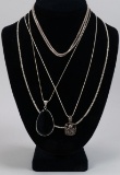 4 - 925/Sterling Necklaces, 2 w/Onyx Style Pendants
