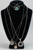 4 Sterling/925 Silver Necklaces w/Pendants