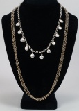 1 - 925 Silver Necklace & 1 Gold Colored Necklace (No Mark)