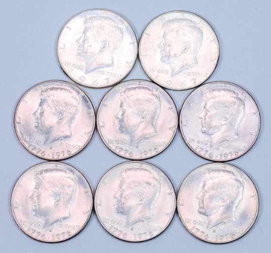 8 Kennedy Half Dollars ~ Various Dates/Mints