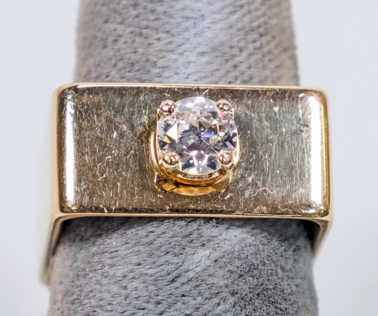 14K Yellow Gold Square Ring, Sz. 6,  13.5 Grams