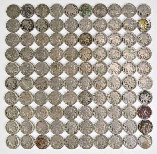 100 +/- Dateless Buffalo Nickels