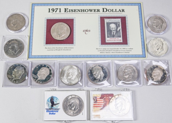 13 Eisenhower Dollars 1971-1976
