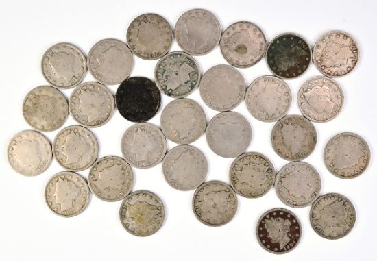 30 Liberty V Nickels: Various Dates