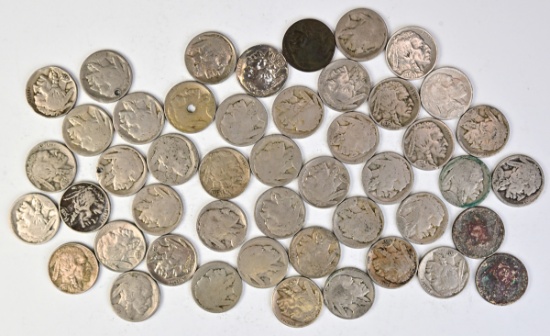 47 Buffalo Nickels: Various Dates/Mints