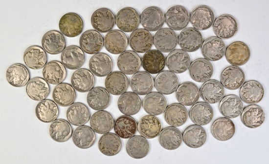 53 Buffalo Nickels: Various Dates/Mints