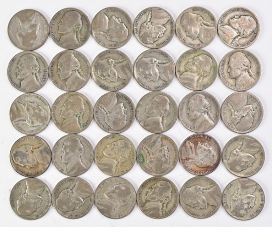 30 Wartime Nickels, 35% Silver