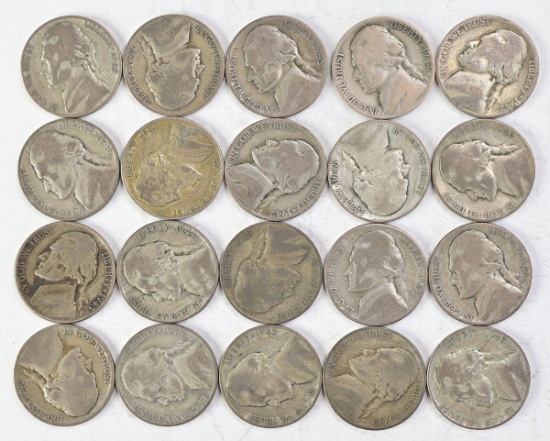 20 Wartime Nickels, 35% Silver