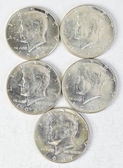 5 Kennedy 40% Silver Half Dollars