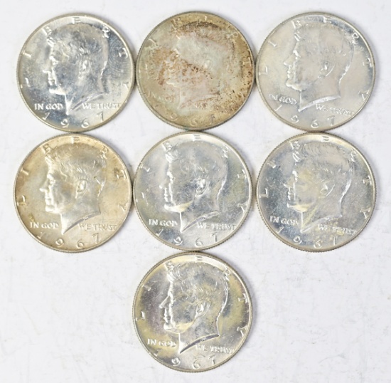 7 Kennedy 40% Silver Half Dollars