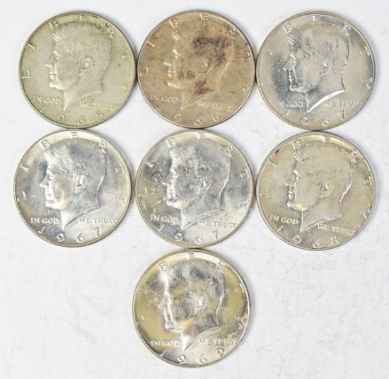 7 Kennedy 40% Silver Half Dollars