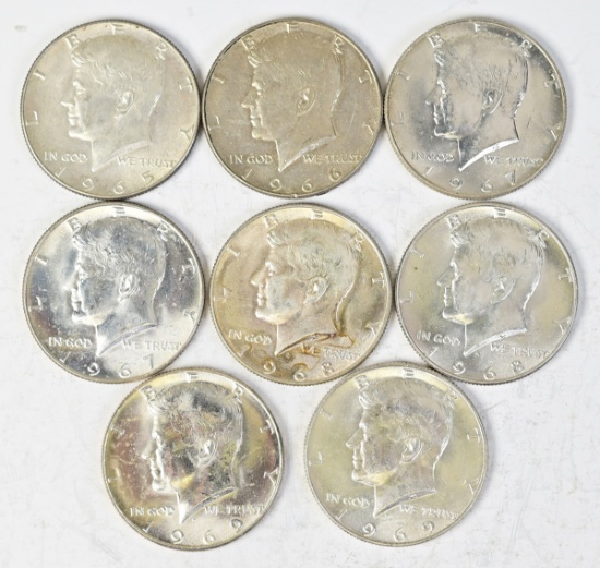 8 Kennedy 40% Silver Half Dollars