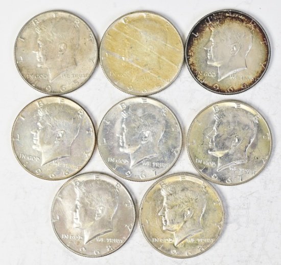 8 Kennedy 40% Silver Half Dollars