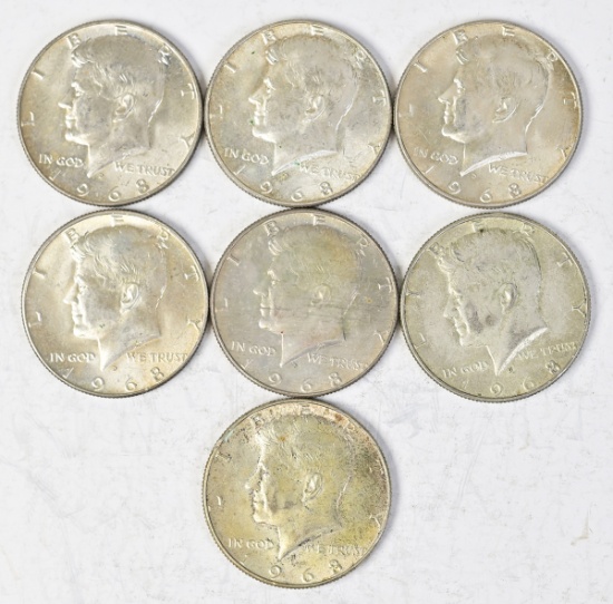 7 Kennedy 40% Silver Half Dollars