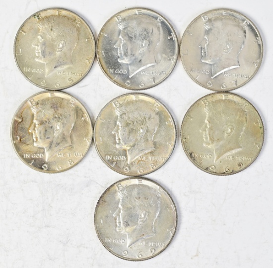 7 Kennedy 40% Silver Half Dollars