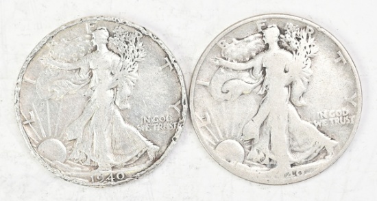 2 1940-S Walking Liberty Half Dollars