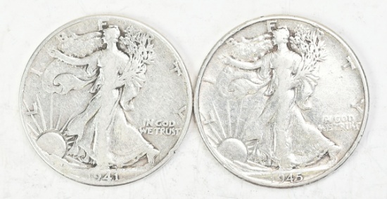 1941-P & 1945-P Walking Liberty Half Dollars