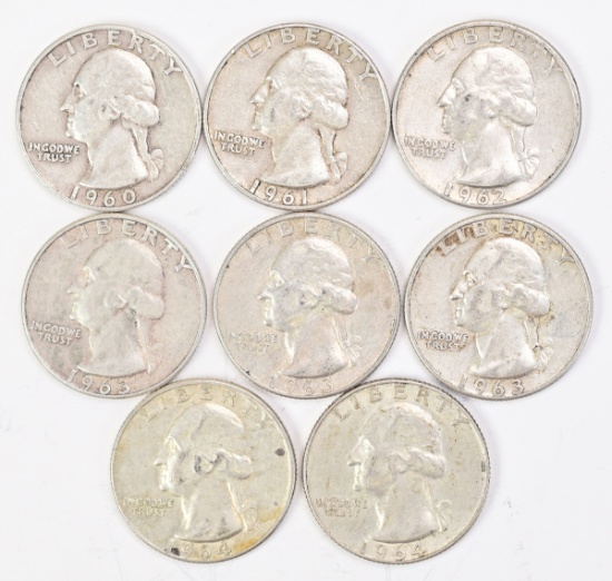 8 Washington Silver Quarters