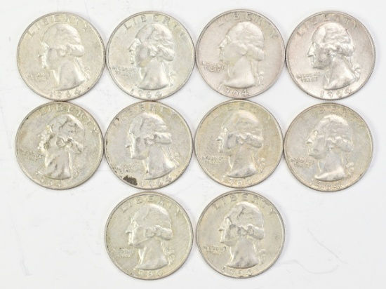 10-1964-D Washington Silver Quarters