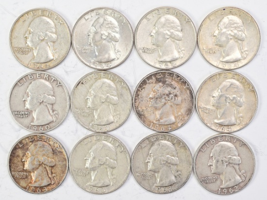 12 Washington Silver Quarters