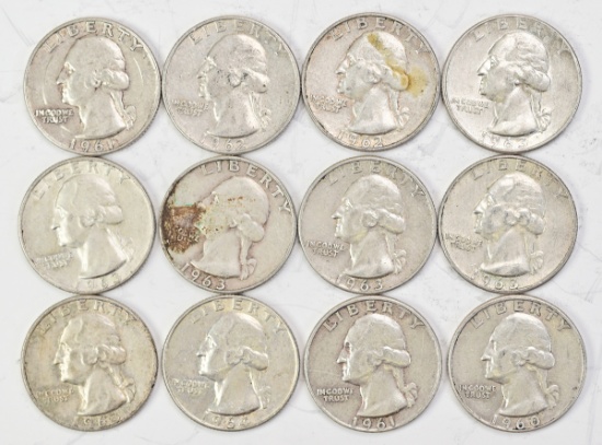 12 Washington Silver Quarters