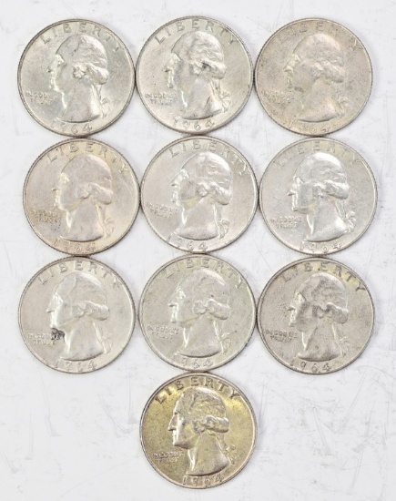 10 1964D Washington Silver Quarters