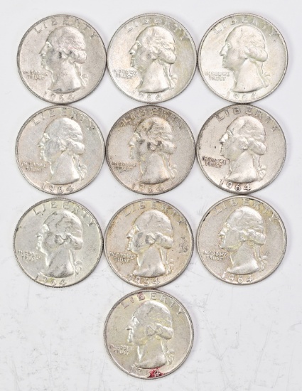 10 1964P Washington Silver Quarters