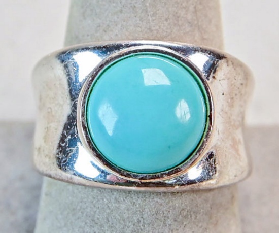 Sterling Silver Ring w/ Turquoise Stone, Sz. 9.5