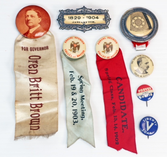 Antique Political Pinbacks - Buttons & More; Ca. 1900s