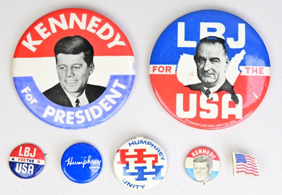 Political Pinbacks: Kennedy, Johnson & More; Ca. 1960's