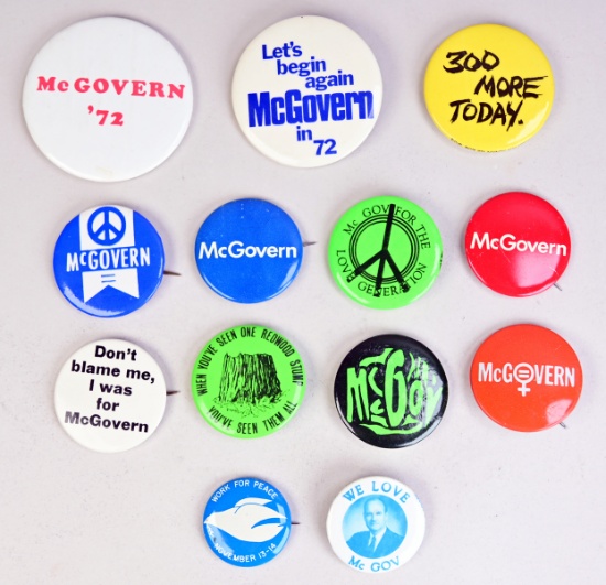 Political Pinbacks: McGovern, Ca. 1972