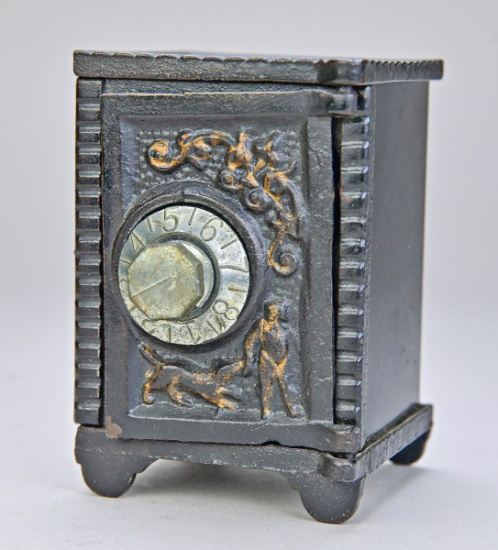 Vintage Cast Iron Toy Combination Lock Coin Bank
