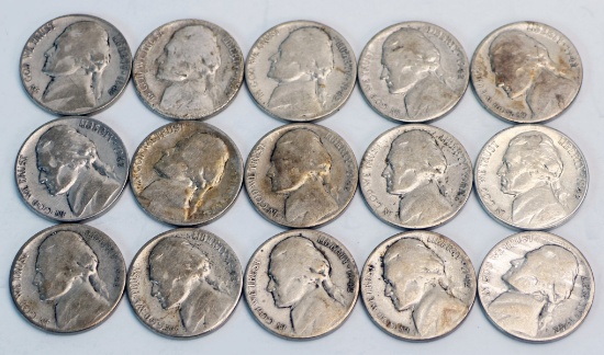 15 Wartime Nickels, Ca. 1942S