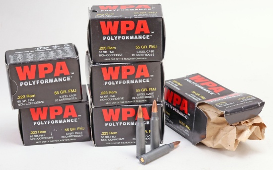 WPA .223 Rem 55 Gr. FMJ Steel Case Ammo, 120 Rds.