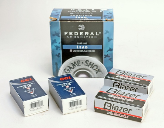 Federal Game Load 12 Ga. Shotshell Box & 200 Rds .22 Ammo