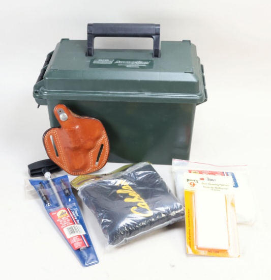38 Snub Nose Holster, Gun Sock, Cleaning Rod, Pads & Ammo Box