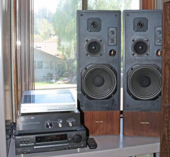 Stereo System - Technics Amp, Realistic Turntable & Speakers