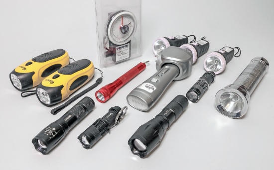 Assortment of Flashlights & Unused Luggage Scale