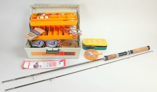 Tackle Box w/ Tackle, Great Lakes Fiberglass Fishing Rod
