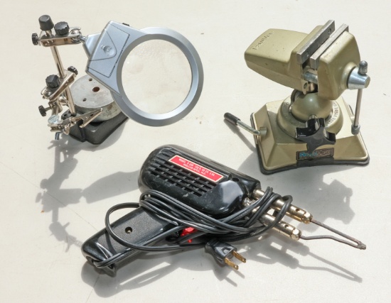 Small Vise, Magnifying Jig & Soldering Gun