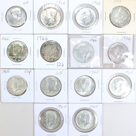 14 Kennedy 40% Silver Half Dollars, Various Dates/Mints