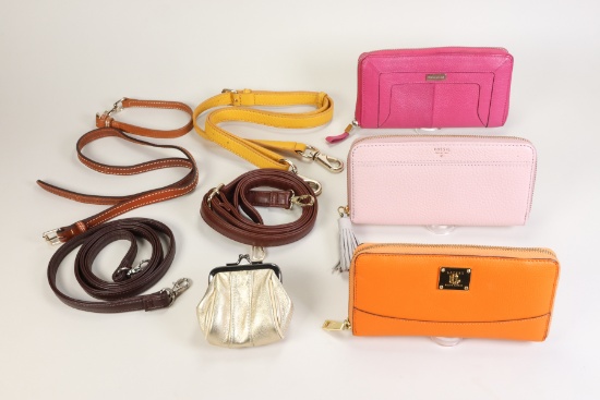 3 Designer Wallets, Coin Purse & 5 Wallet Straps