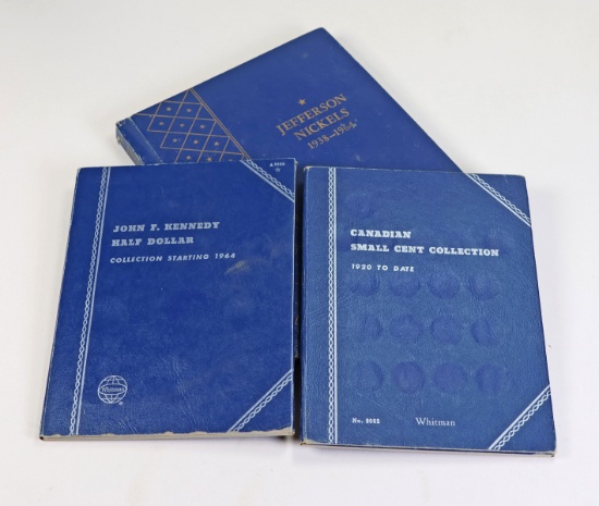 Coins Books - Kennedy Half Dollar, Jefferson Nickels & Canadian Small Cents