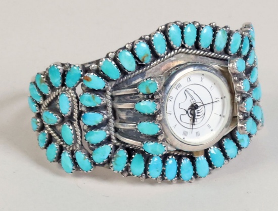 Navajo Sterling Cuff Bracelet w/ Watch, 51.2 Grams