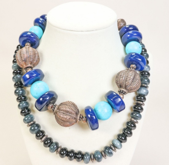 Chunky Necklace & Polished Hematite Disc Necklace